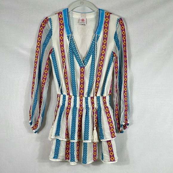 Tessora Mini Dress Size S Tiered Skirt Embroidered And Beaded Details